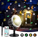 Christmas Projector Lights, KINGWILL Indoor Outdoor Holiday Lights with Remote Control 4Pcs Pattern Light Bead for Xmas Home Party Garden Landscape Wall Decorations