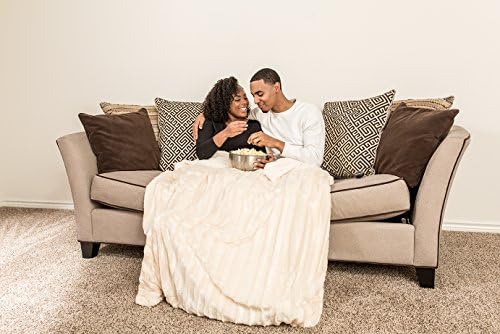 Footsie Signature Deluxe White Ivory Super Soft Warm Polar Faux Fir with Sherpa (Dual Throw AND Foot Pocket Blanket) 60 X 70