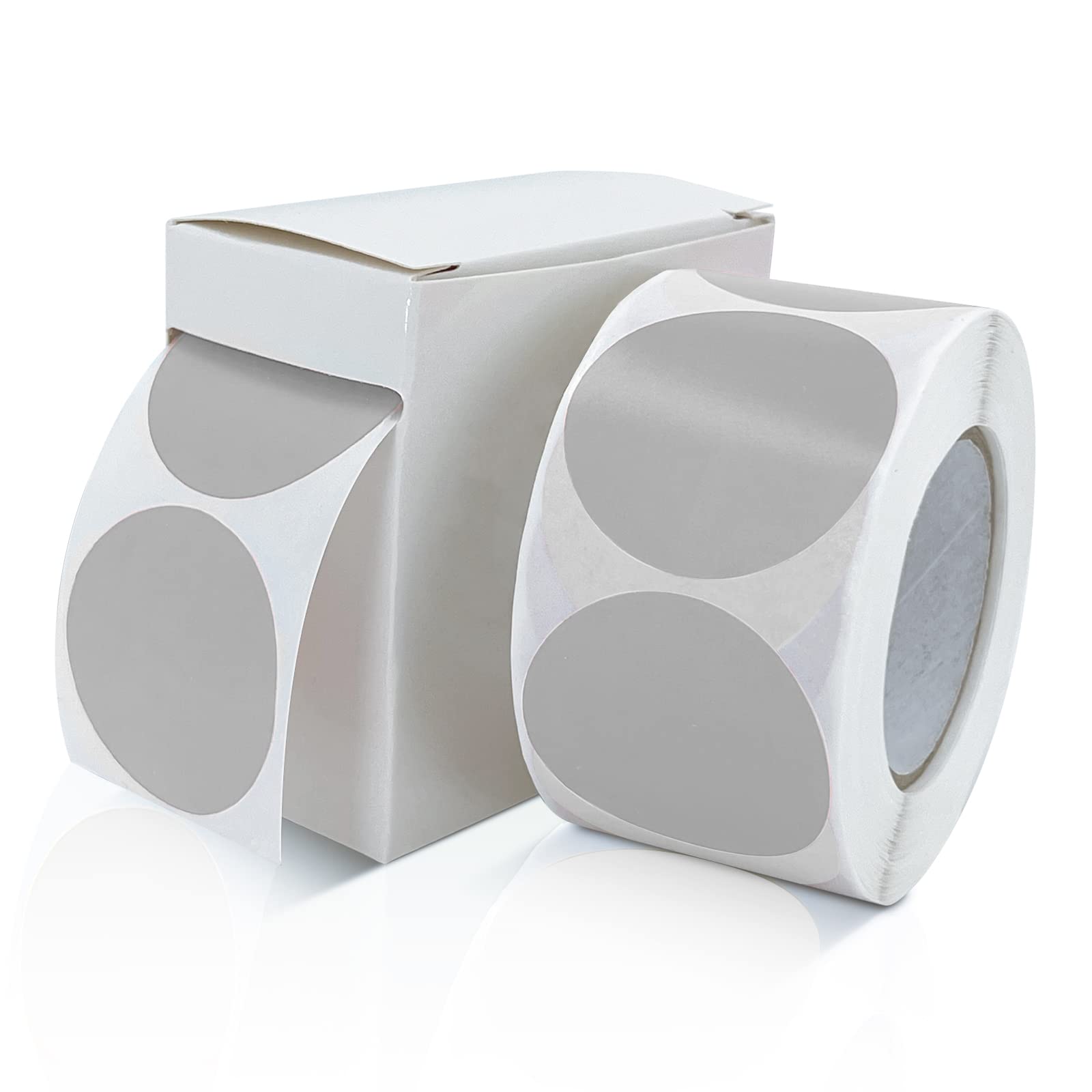 Round Stickers Grey 38mm Circle Labels with Dispenser Box Color Coding Dot Sticker Waterproof Removable Roll of 500
