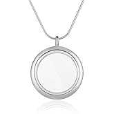 Adabele Living Memory Floating Locket Oval Round Heart Glass Pendant Necklace 18 Inch 28 Inch Tarnish Free Hypoallergenic Stainless Steel Surgical Women Men Jewelry