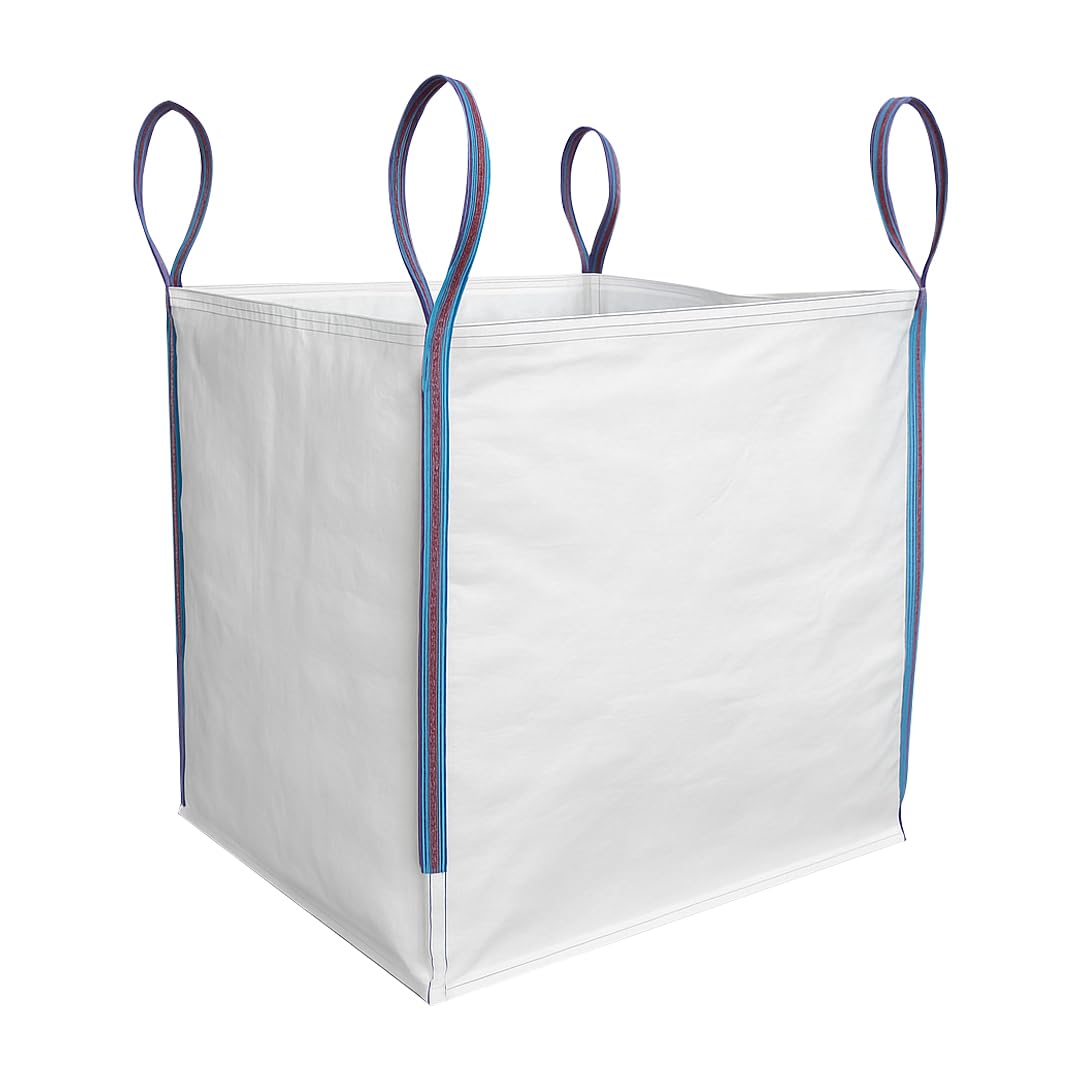 TGL PACKAGING 1 Pieces 85x85x85cm 1 Tonne Builders Bulk Bag – Heavy Duty FIBC Sack with 4 Lifting Handles, UV Protected Recyclable Woven Polypropylene Bag for Garden Waste, Rubble, Sand, Aggregates