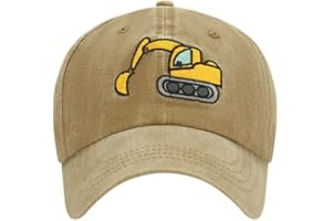 HCCFIT Excavator Toddler hat Kids Baseball Cap Washed Vintage for Boys Girls Age 2-8