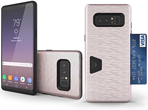 Note 8 Case, Molan Cano [Crazy Bumper] Dual Layer PU Case Wallet Cover with 1 Card Slot for Samsung Galaxy Note 8 - Metallic Rose Gold