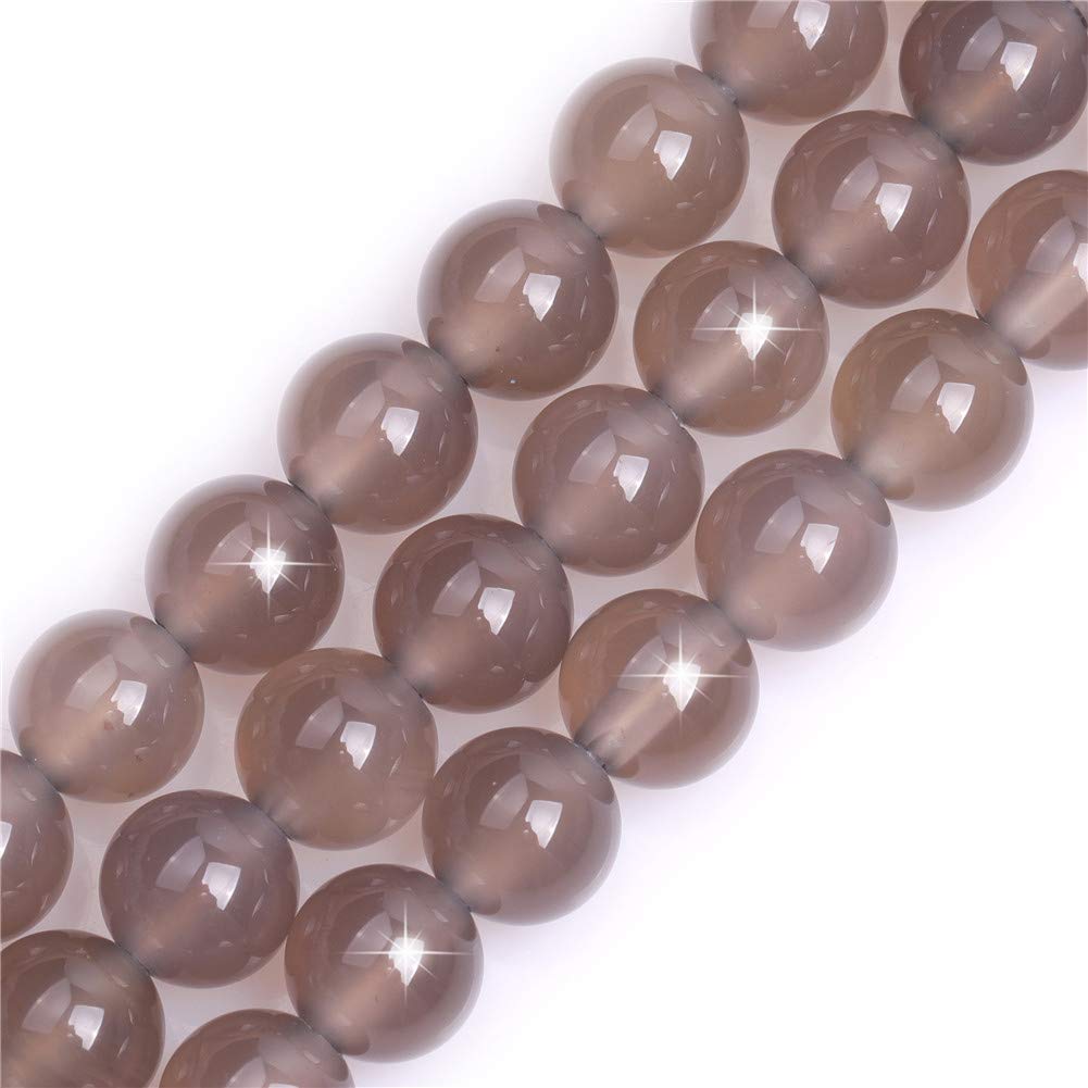 Natural Gray Agate Gemstone Semi Precious Round 10mm Loose Beads for Jewellery Making DIY Bracelet Necklace Crafts 15''