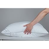 Eastwarmth Standard Goose Feather Down Pillow, 100% Soft Cotton Cover Bed Pillow for Sleeping Standard Size (20X26IN) Stripe White 1 Pack