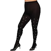 MANZI Sparkle Rhinestone Plus Size Tights for Women Queen Size Sparkly Stockings Shiny Opauqe Pantyhose