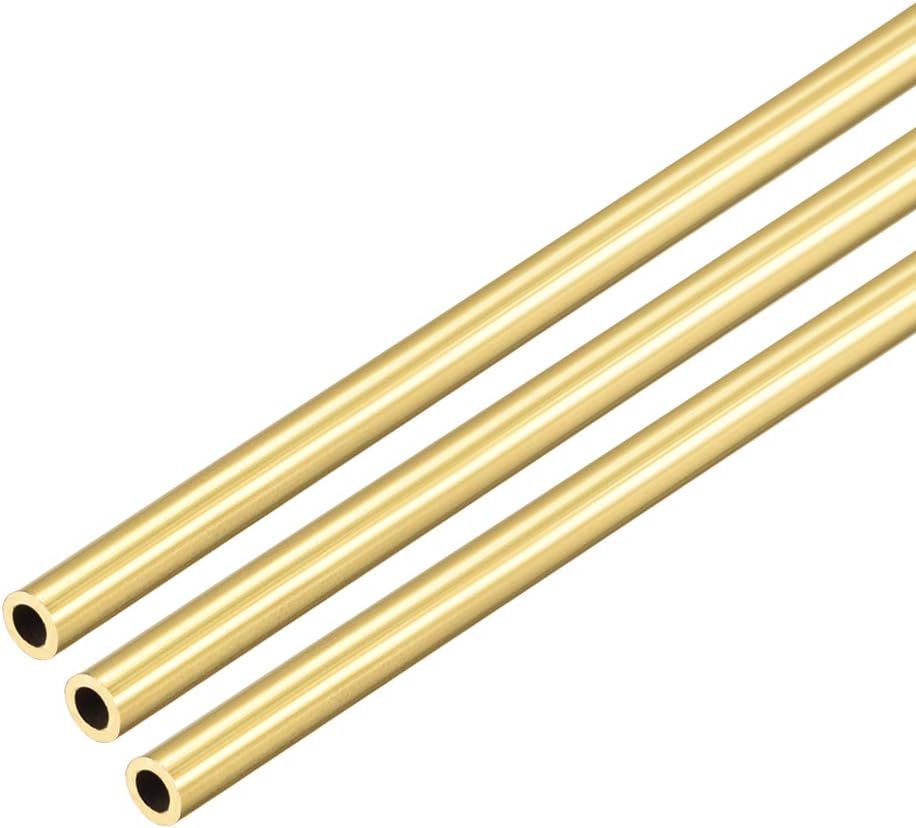 sourcing map Brass Round Tube, 300mm Length 2.5mm OD 0.5mm Wall Thickness, Seamless Straight Pipe Tubing 3 Pcs