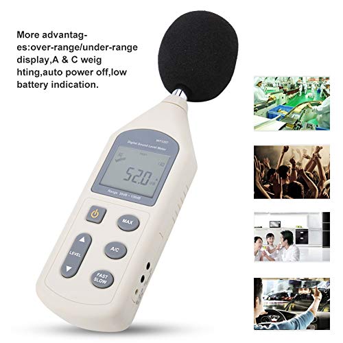 Sound Level Meter Digital LCD Noise Measure Device WT1357 Dual Ranges 30-130dBA/35-130dBC Decibel Meter with Auto Power-Off Function