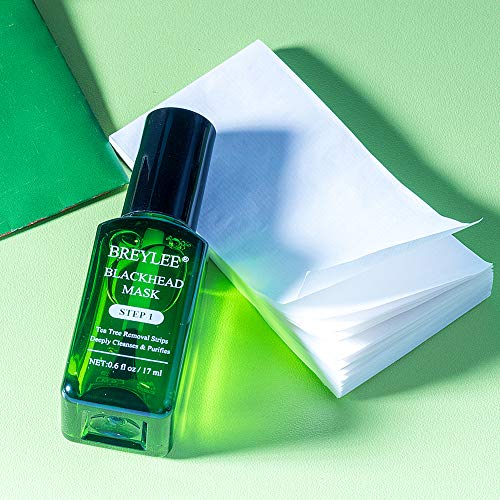 Blackhead Remover, BREYLEE Tea Tree Oil Blackhead Mask Blackhead Removal Strips Face Strips Pore Strips Peeling Mask (17mL, 0.6 fl oz) (With 100 Pcs Strip Paper)