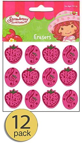 AoneFun Strawberry Shortcake Party Supplies - Strawberry Party Favors - Strawberry Favors - Strawberry Erasers, Wholesale Bulk Value Pack (12 Pk)