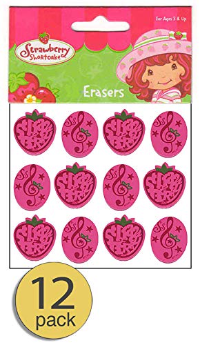 AoneFun Strawberry Shortcake Party Supplies - Strawberry Party Favors - Strawberry Favors - Strawberry Erasers, Wholesale Bulk Value Pack (12 Pk)