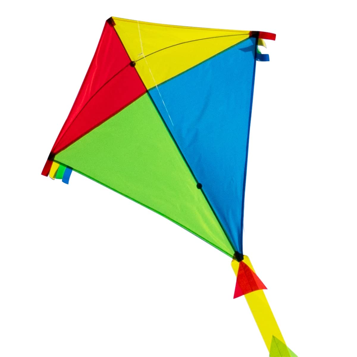 CIM Large kite for kids – SUPER KITE Classic Geo Eddy XL – single-line kite for children aged 6 and older – 90 x 98 cm – including 80m line and stripe tails