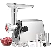 Simple Deluxe Electric Meat Grinder, Heavy Duty Meat Mincer, Food Grinder with Sausage & Kubbe Kit, 3 Grinder Plates, 800W Po
