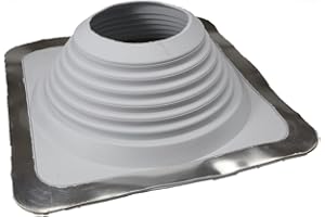 Fasteners Plus #8 Square EPDM Metal Roof Pipe Flashing Boot - Fits 6-3/4" - 13-1/2" Pipe OD - Gray (Made in USA)