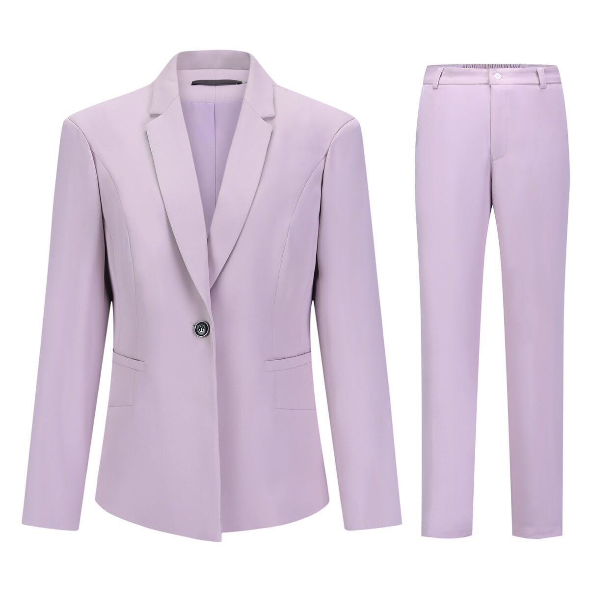 Photo 1 of YUNCLOS Womens Suits 2 Piece Set Business Casual Long Sleeve Blazer and Pants Suit for Work Office Lilac Purple