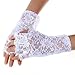 ABC(TM) Women Party Sexy Mittens Fingerless Style Dressy Lace Gloves (White)