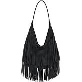 LUI SUI Fringe Hobo Purses for Women Vintage Black Fringe Shoulder Bag Western Tassel Handbags
