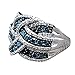 Sinwo Women Elegant Exquisite Diamond Cylindrical Rings Fine Ring Engagement Ring Gift (6, Blue)