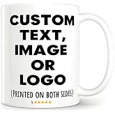 WebCraftMuse Personalized Coffee Mug with Photo, Logo or Text - Customized Gift Idea for Men &amp; Women, Mom, Dad, Friends - Christmas Birthday Valentines Gifts, Party Favors Tea Cup - White