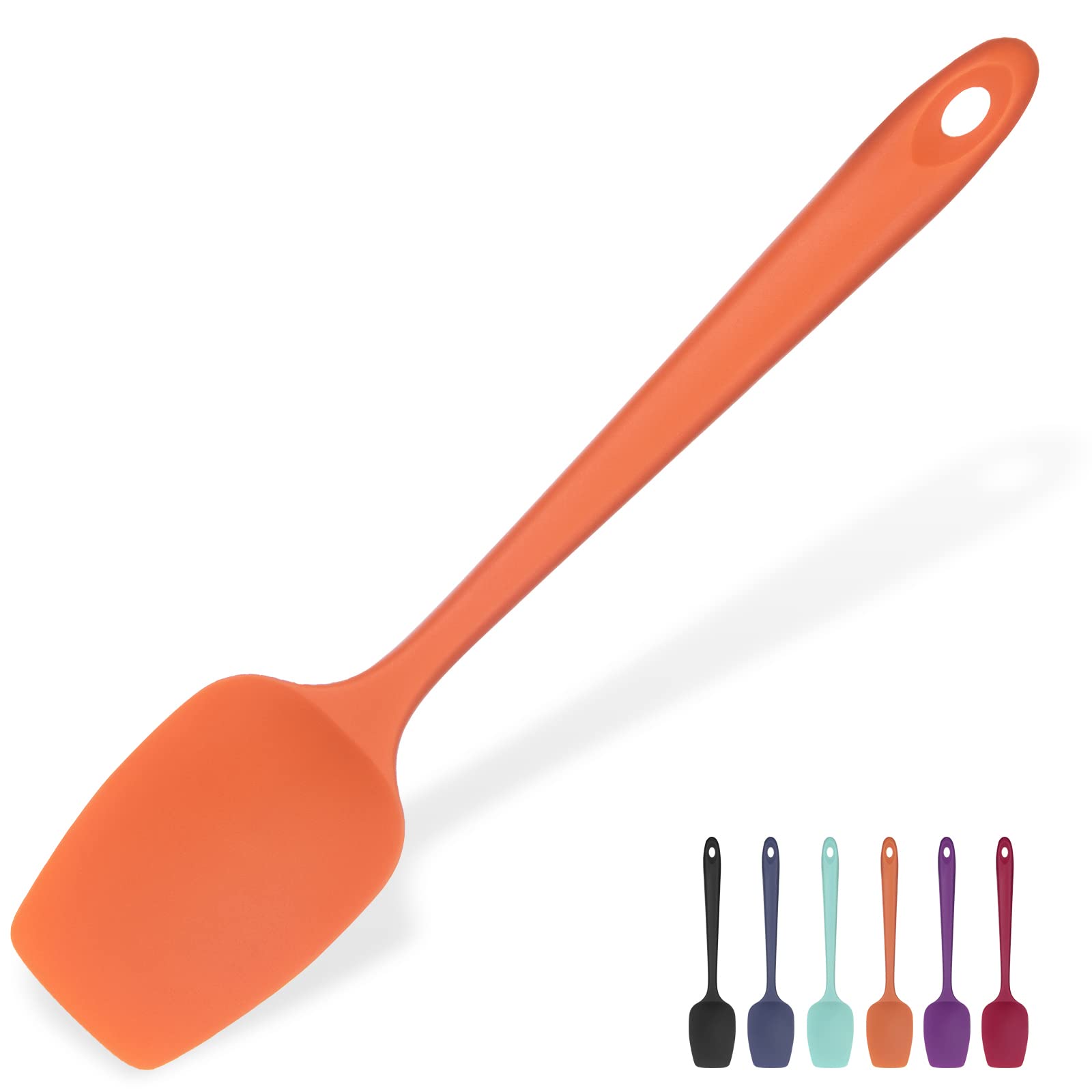 Heat Resistant Silicone Spoon Spatula: U-Taste 315℃ Heat Proof Flexible Seamless Rubber Spatula, Baking Cooking Silicon Kitchen Utensil for Nonstick Cookware Mixing Stirring Scraping (29cm, Orange)