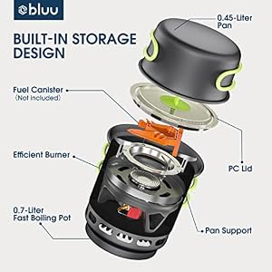 BLUU Gemini 2-in-1 Backpacking Camping Propane Stove, Outdoor Portable Camp  Gas Stoves Burner with Pot u0026 Pan Cooking System Kit, Hiking Hunting Fishing  Emergency u0026 Survival (0.7L+0.45L) (Color: Black-2-in-1) | Guatemala Digital  ...