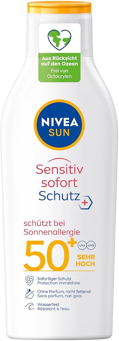 NIVEA SUN Sensitive Instant Protection SPF 50+ Lotion 200ml Waterproof Allergy