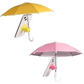 hautllaif 2pcs Cell Phone Umbrella for Sun Shade, Universal Adjustable Cute Phone Shade Umbrella with Piggy Style Suction Cup, Outdoor Anti-Glare Stand Sun Visor (Yellow &amp; Pink)