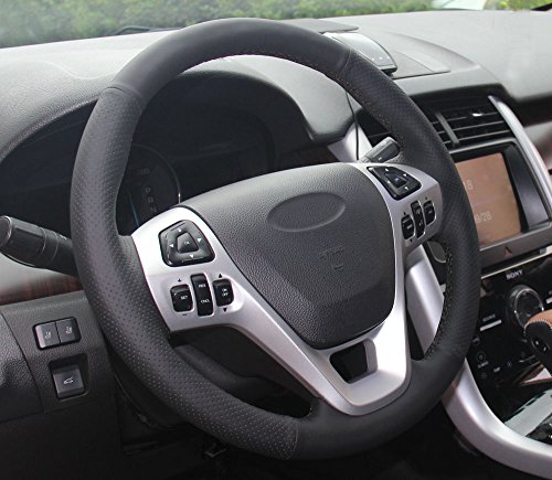 Eiseng Stitch Genuine Leather Steering Wheel Cover For 2011 2012