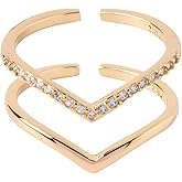 BZEBI Stacking Adjustable Ring Chevron Classic V shape 18K Gold Plated Ring For Women Girl Stacking Jewelry Gift