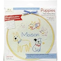 Penguin & Fish Embroidery Kit 7" Round Stitched in Floss-Puppies Customizable W/Alphabet Sheet