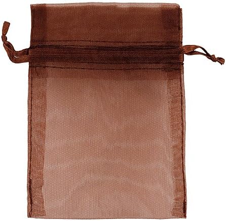 12 Pack 3" x 4" Organza Gift Bag - Chocolate