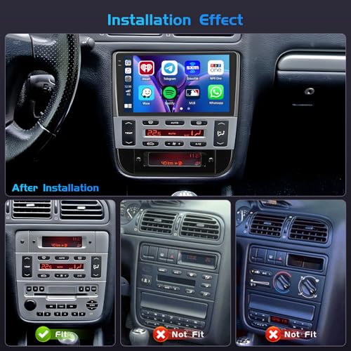Inefala 4+128G Android 15 Car Radio for Peugeot 406 1999-2004, 9'' in-Cell Bildschirm with Wireless Carplay and Android Auto Link Mirror Radio FM/RDS GPS WiFi Bluetooth SWC Backup Camera