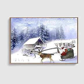 Framed Canvas Home Artwork Decoration Merry Christmas Canvas Wall Art for Living Room, Bedroom - 16x24 inches