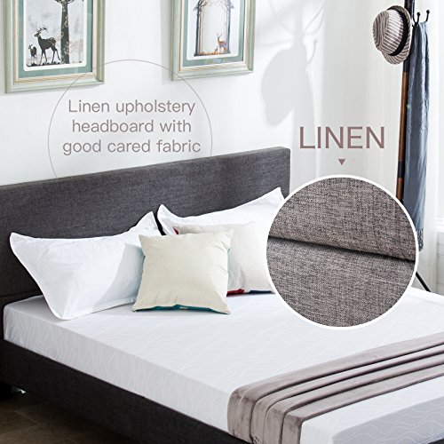 Upholstered Linen Platform Bed Frame, mecor Queen Size Bed Frame with