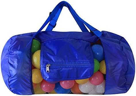 KXN Large Mesh Beach Bag Tote, Durable Sand Away Drawstring Backpack with Zipper Pocket Perfect for Beach, Swim, Pool Toys, Stay Away From Sand and Water (Blue)