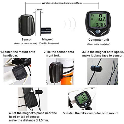 Bicycle Wireless Code, Durable Stopwatch Back Light Speedometer Odometer Bicycle Bike Waterproof - Thumbnail 4