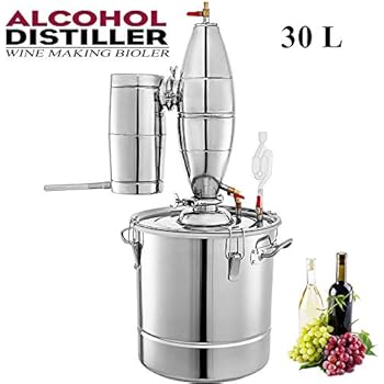 ECO-WORTHY 30L 7.9 Gal Water Alcohol Distiller Kit 304 Stainless Steel Distillery Moonshine Wine Making Boiler with Thermometer Home Brewing Kit