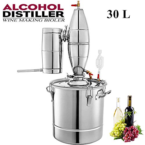 ECO-WORTHY Water Alcohol Distiller 30L/8Gal Moonshine Still Kit 304 Stainless Steel Distillery Wine Making Boiler with Thermometer Home Brewing Kit