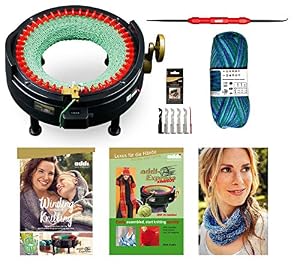 Image of New Improved Version Of addi Express Kingsize Extended Starter Kit With New Improved Mechanical Row Counter. Knitting Machine, 2 Pattern Books, Hook, Replacement Needles, Stopper, Yarn