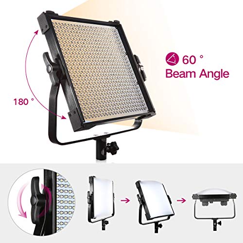 Bi-Color LED Video Lighting Kit Photography Panel 3000K-8000K 45W 19000 Lux TLCI 96 Dimmable for Studio YouTube Video Shooting Film Photo Twitch Live Stream Vlog Green Screen Lighting High Brightness