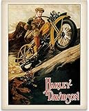 Old Harley Davidson Poster - 11x14 Unframed Art Print - Great Gift for Bikers