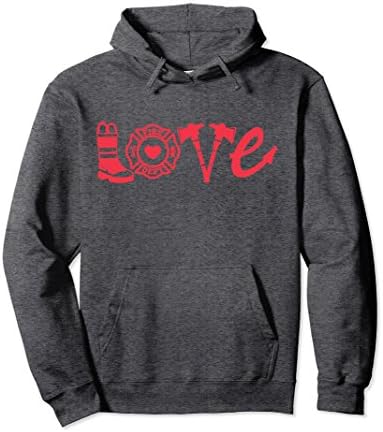 Unisex Firefighter Shirt- Love Firefighter Hoodie, Firefighter Gift Large Dark Heather
