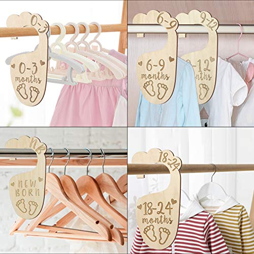 Premium Wood Baby Closet Dividers,Set of 7,from Newborn to 24 Month