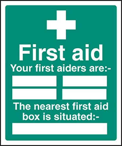 Caledonia Signs 86027H Sign, First Aiders The Nearest First Aid Box Is Situated