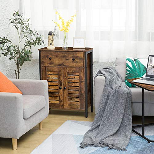 HOOBRO Kommode Schrank, Vintage Sideboard, Beistellschrank mit Schubladen, Eingebauten Verstellbaren Regale… – Bild 6