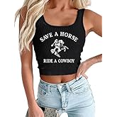 Women Western Cowboy Rodeo Tank Tops Summer Vintage Country Concert Sleeveless Cowgirl Crop Graphic Top Outfit