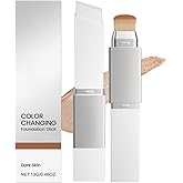 New Blanc Cover Cream Stick V - Color Changing Foundation Stick - Hydrating Concealer Base Makeup, Dual-Ended with Built-in Brush, Portable for Daily Use (Dark Skin)