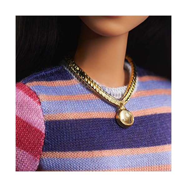 Barbie-Fashionistas-Doll-147-with-Long-Brunette-Hair-Wearing-Striped-Dress-Orange-Shoes-Necklace-Toy-for-Kids-3-to-8-Years-Old Barbie Fashionistas Doll #147 with Long Brunette Hair Wearing Striped Dress, Orange Shoes & Necklace, Toy for Kids 3 to…