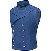 YFFUSHI Mens Double Breasted Suede Dress Vest Gothic Steampunk Prom Party Velvet Waistcoat