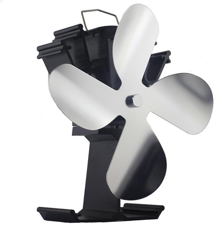 2018 Upgrade 4-Blade Heat Powered Fan for Wood Burning Stove Log Burner Fireplace - Eco Friendly and Efficient Fan (Nickel)